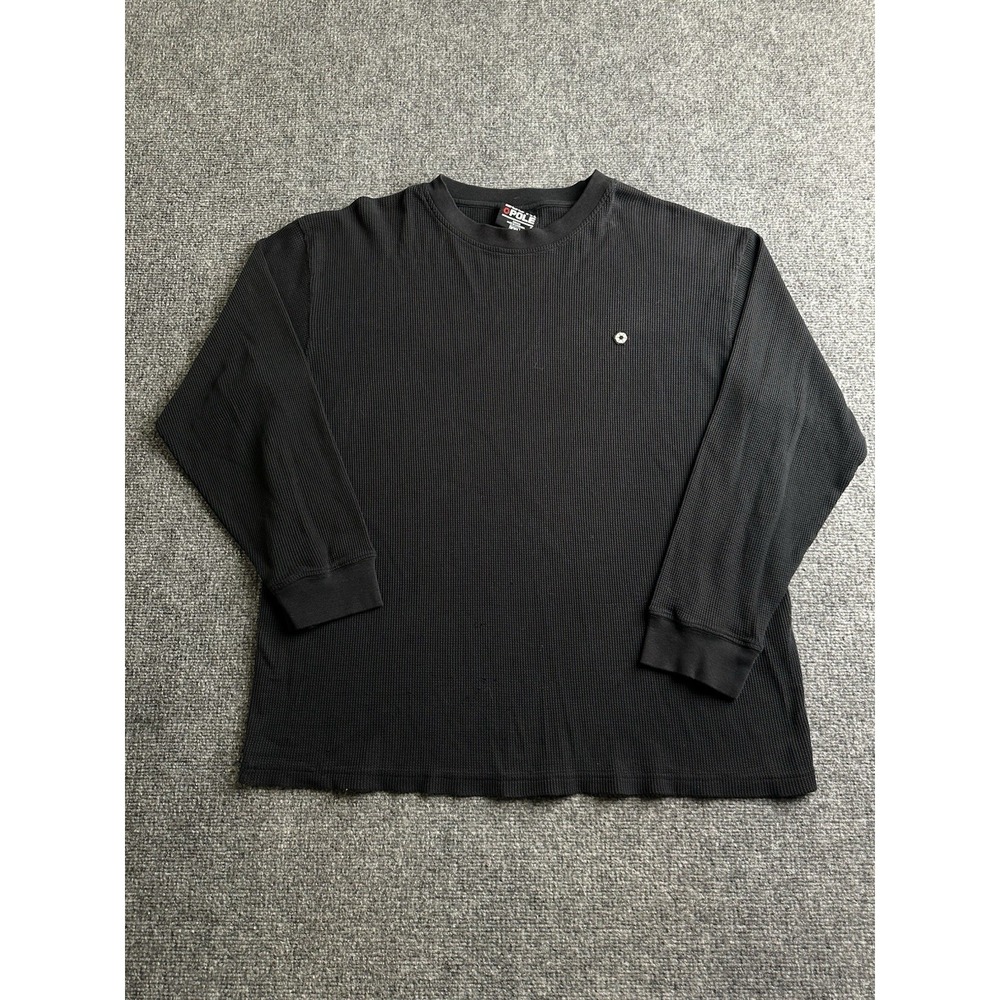 Mens South Pole Black Waffle Knit Thermal Long Sleeve Shirt, Size 2XL - Picture 1 of 5